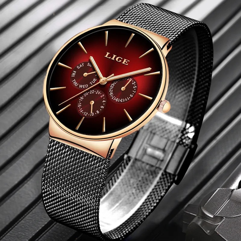 Picture of LIGE 9936 New Fashion Mens Watches Top Brand Luxury Quartz Watch Men Mesh Steel Waterproof Watch
