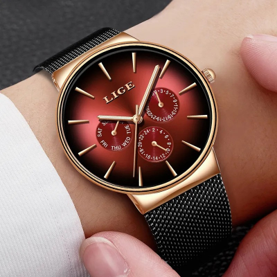 Picture of LIGE 9936 New Fashion Mens Watches Top Brand Luxury Quartz Watch Men Mesh Steel Waterproof Watch