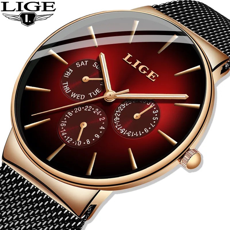 Picture of LIGE 9936 New Fashion Mens Watches Top Brand Luxury Quartz Watch Men Mesh Steel Waterproof Watch