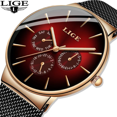 Picture of LIGE 9936 New Fashion Mens Watches Top Brand Luxury Quartz Watch Men Mesh Steel Waterproof Watch