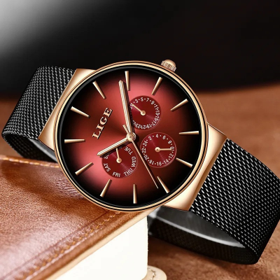 Picture of LIGE 9936 New Fashion Mens Watches Top Brand Luxury Quartz Watch Men Mesh Steel Waterproof Watch