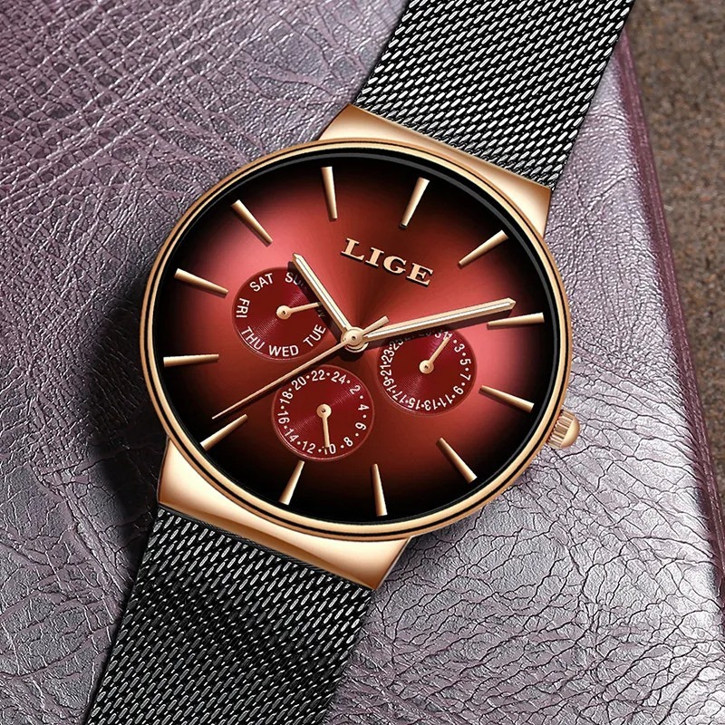 Picture of LIGE 9936 New Fashion Mens Watches Top Brand Luxury Quartz Watch Men Mesh Steel Waterproof Watch