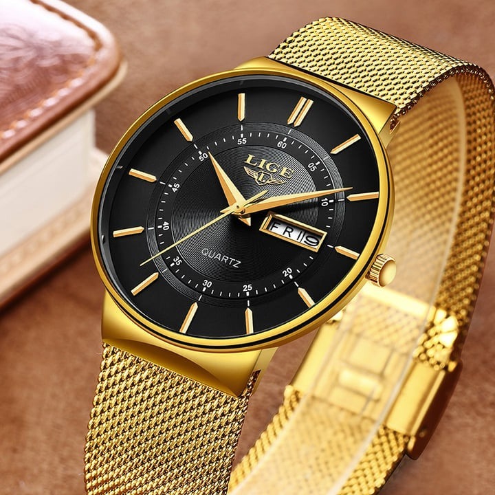 Picture of LIGE Top Brand Luxury Waterproof Ultra Thin Date Clock Male Steel Strap Casual Quartz Watch Men Sports Wrist Watch