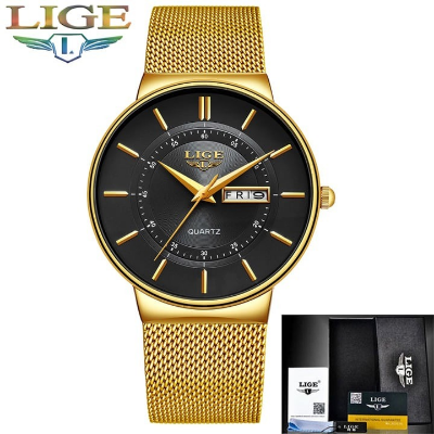 Picture of LIGE Top Brand Luxury Waterproof Ultra Thin Date Clock Male Steel Strap Casual Quartz Watch Men Sports Wrist Watch