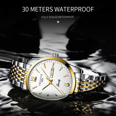 Picture of TRSOYE 068 Classic Business Men Watch Quartz Movement 30M Waterproof Scratch Resistant Luminous Night Week Date Display Clock
