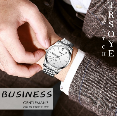 Picture of TRSOYE 068 Classic Business Men Watch Quartz Movement 30M Waterproof Scratch Resistant Luminous Night Week Date Display Clock