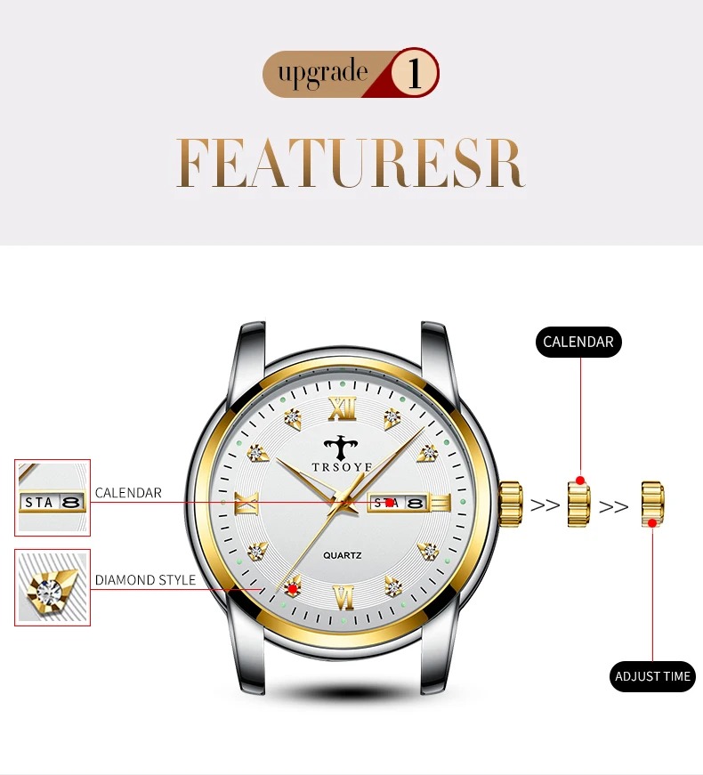 Picture of TRSOYE Business Diamond Watch Luminous Date Fashion Quartz Wristwatches for Men