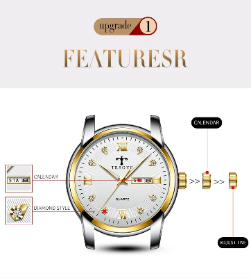 Picture of TRSOYE Business Diamond Watch Luminous Date Fashion Quartz Wristwatches for Men