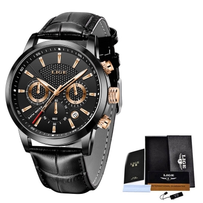 Picture of LIGE 9866 New Mens Watches Top Brand Luxury Military Sport Watch Men Leather Waterproof Clock Quartz Wristwatch Relogio Masculino+Box
