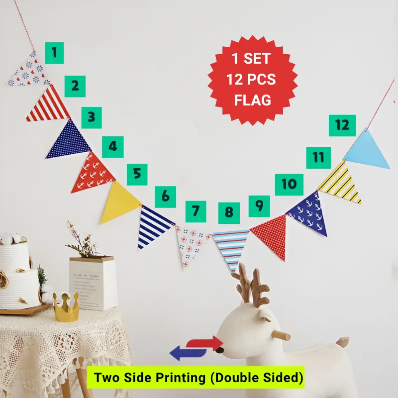 Birthday Party Flag – Multicolor Triangle Bunting Flag for Birthday, Anniversary, Baby Shower & All-Party Decorations (Pack of 1 Set)