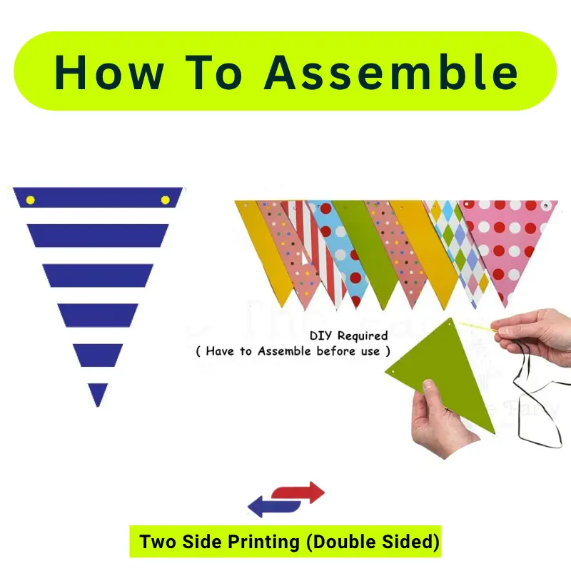 Birthday Party Flag – Multicolor Triangle Bunting Flag for Birthday, Anniversary, Baby Shower & All-Party Decorations (Pack of 1 Set)