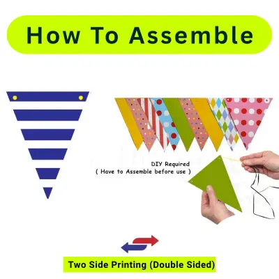 Birthday Party Flag – Multicolor Triangle Bunting Flag for Birthday, Anniversary, Baby Shower & All-Party Decorations (Pack of 1 Set)