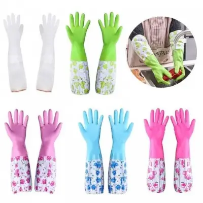 Picture of High Quality Silicone Dish Washing Kitchen Hand Gloves 1 Pair - BB-8850