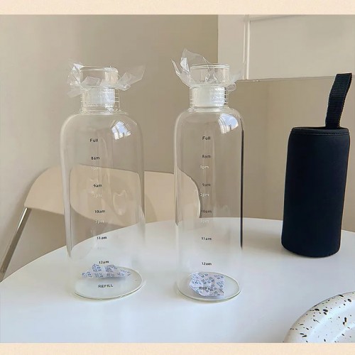 Picture of Clear Water Bottle Time Scale Cute Water Drinkware Transparent 750ml - BB-8392