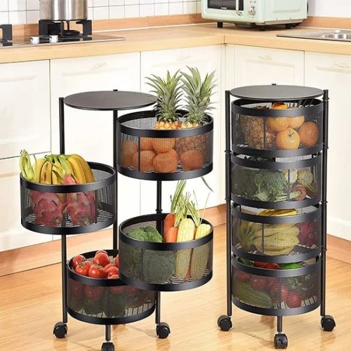 Picture of 4 Layer 360 Degree Rotating Vegetable Shelf Kitchen Floor Multi Layer Multi Function Round Vegetable Basket Storage Rack - BB-8294