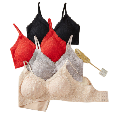Picture of Women Comfortable Wire-Free Lace Push-Up Seamless Breathable Bra