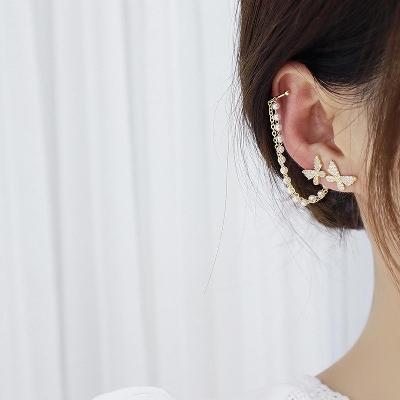 Picture of Korean Elegant/Fashionable/Rhinestone/Butterfly/Earrings-for Girls Simple Stylish