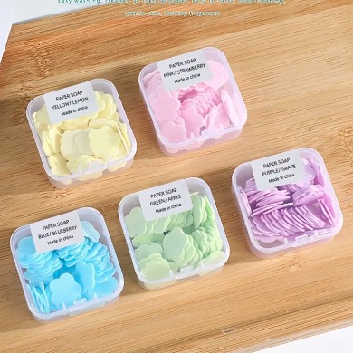 Picture of Portable Travel Boxed Mini Flower Design Paper Soap Square Box
