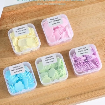 Picture of Portable Travel Boxed Mini Flower Design Paper Soap Square Box