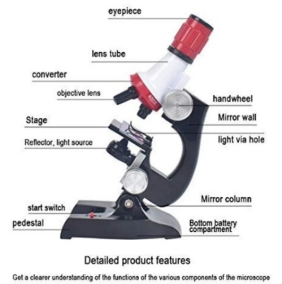 Picture of Smartasin Microscope Beginner Microscope Kit Science Kits for Kids -LED 100X, 400x, and 1200x Magnification, Great Gifts Educational Toys for Kids