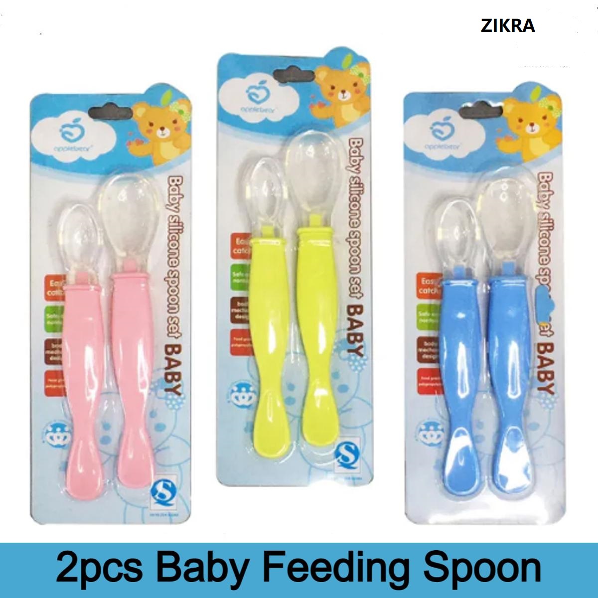 Picture of Applebear 2-Pcs Set Baby Feeding Silicone Spoon - Soft Silicone Spoon