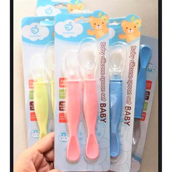 Picture of Applebear 2-Pcs Set Baby Feeding Silicone Spoon - Soft Silicone Spoon