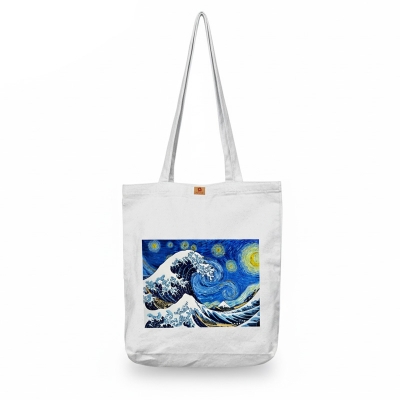 Picture of Large Canvas Fabric Tote Bag with Zipper for University, College, School & Travel