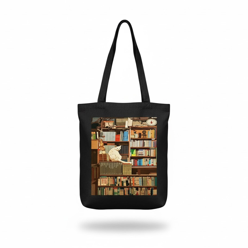 Picture of Collage-Style Canvas Tote Bag with Zipper for Girls – Perfect for College, School, Shopping & Gym