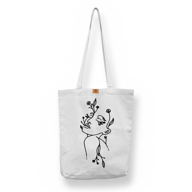 Picture of SamiaCrafts Trendy Women Art Designed Cotton Canvas Fabric Tote Bag With Zipper - Hand Shoulder Bag - School Coll ge University