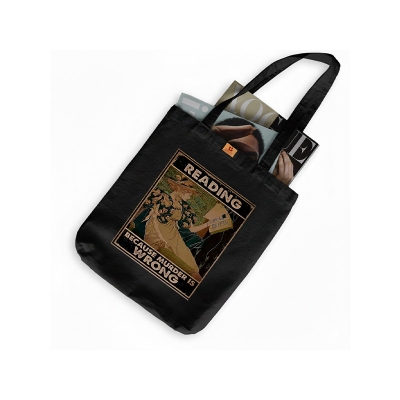 Picture of SamiaCrafts Reading Designed Cotton Canvas Tote Bag With Zipper for Women & Ladies of School College University Students Stylish Modern