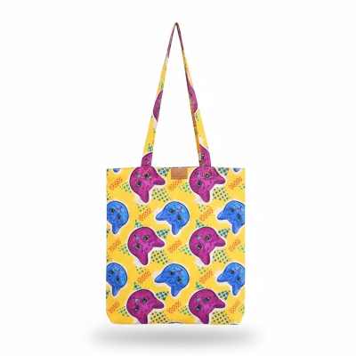 Picture of SamiaCrafts Trendy All-Over Print Tote Bag: Cat Gradient Zine Culture Printed Tote Bag