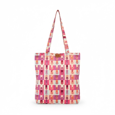Picture of SamiaCrafts Stylish Long-Handled Tote Bag with Zipper: Cats Paws Set Printed Tote Bag