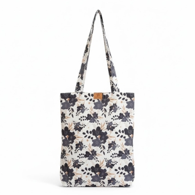 Picture of SamiaCrafts All-Over Print Tote Bag: Gelegant Minimalist Gold Floral Seamless Printed Tote Bag