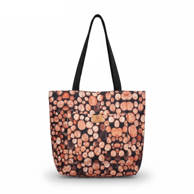 Picture of Woodpile Printed Fashionable Stylish Top Handle Bags for Women and Girls Modern Lifestyle Large Capacity Vanity Side Bag