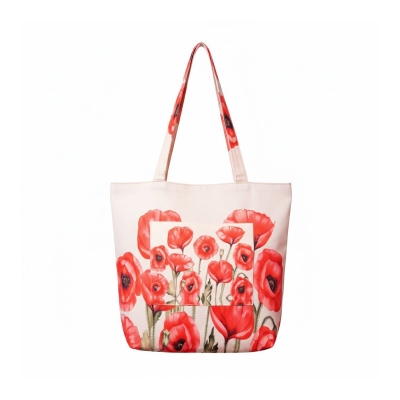 Picture of Red Poppy Flower Top Handle Bags for Women and Girls
