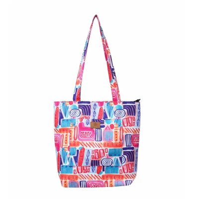 Picture of Samia Craft Colorful Stylish Fashionable Top Handle Bags for Women Watercolor Abstract Doodle Printed