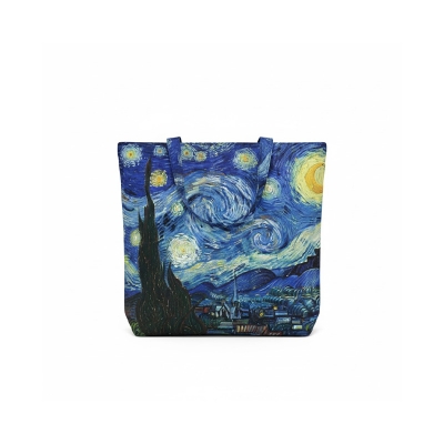 Picture of SamiaCraft Beautiful Starry Night Design by Van Gogh Printed Stylish Modern Top Handle Bags for Women and Girls