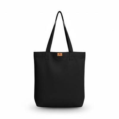 Picture of Samia Crafts 13/14Inc Fashionable Top Handle Simple Plain Solid Black Color Canvas Tote Bag with Zipper Best Fabric & Shopping Bag For Everyday Daily Use - Durability Assurance