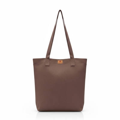 Picture of Samia Crafts 13/14Inc Fashionable Solid Coffee Color Unisex Top Handle Cotton Canvas Tote Bag with Zipper & Best Fabric for Everyday Daily Use