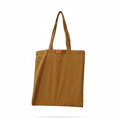 Picture of Samia Crafts 13/14Inch Top Handle Canvas Tote Bag Brown Color with Zipper - Simple Plain Solid Color Hand and Shoulder Bag for Daily Use