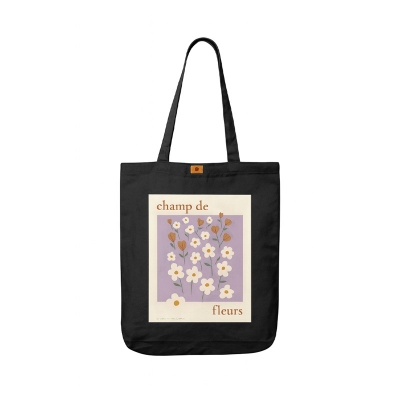 Picture of Samia Craft Nature's Strokes Beautiful Flowers Digital Design Print on Cotton Canvas Tote bag with Zipper - Stylish and Fashionable & Suitable for School College University