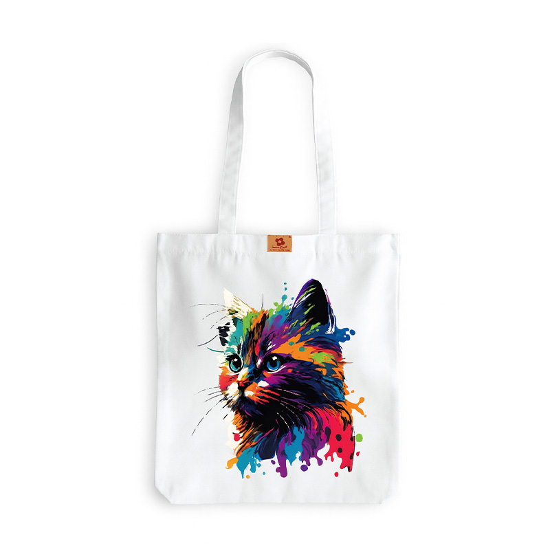 Picture of Samia Craft Aesthetic Kitty Design Printed Canvas Tote Bag with Zipper - For Cats Lovers and School, College, University - Stylish, Fashionable