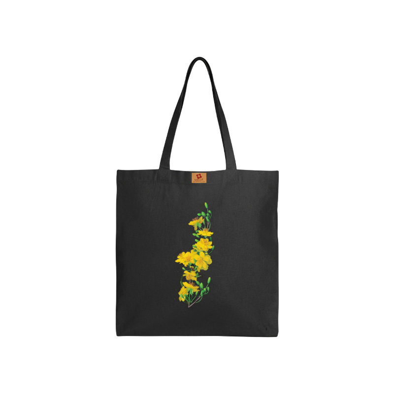 Picture of SamiaCraft Yellow Floral Design Cotton Canvas Tote Bag with Zipper for Women & Students University, College Fashion - Everyday Daily Use