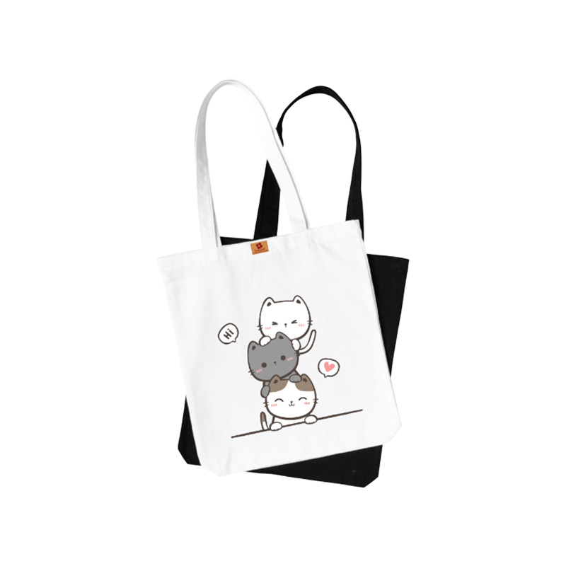 Picture of SamiaCraft New Cat designed Cotton Canvas Tote Bag with Zipper for Women & Students University, College Fashion