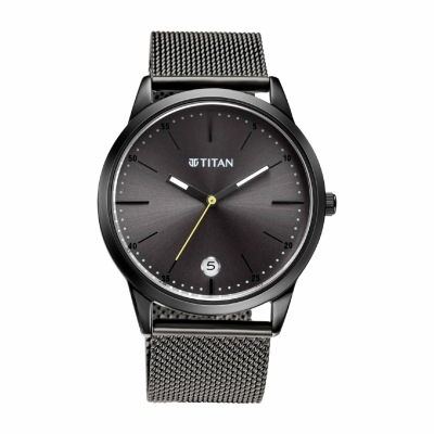 Picture of Titan 1806Qm01 Elmnt Gun Metal Analog Stainless Steel Strap Watch For Men