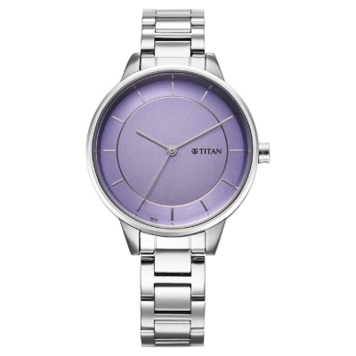 Picture of Titan 2648Sm12 Razzle Dazzle Quartz Analog Mauve Dial Stainless Steel Strap Watch For Women
