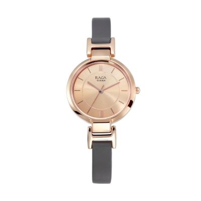 Picture of Titan 2608Wl01 Raga Viva Rose Gold Dial Analog Leather Strap Watch For Women
