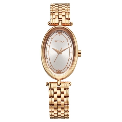 Picture of Titan 2758Wm01 Karishma Quartz Analog Silver Dial Rose Gold Stainless Steel Strap Watch For Women