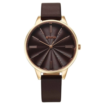 Picture of Titan 2648Wl09 Neo Quartz Analog Maroon Dial Leather Strap Watch For Women