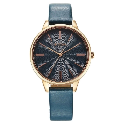 Picture of Titan 2648Wl08 Neo Quartz Analog Blue Dial Leather Strap Watch For Women